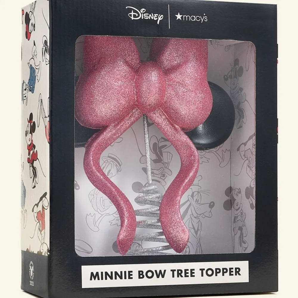 Disney Minnie Bow Tree Topper with Pink and Black Accents